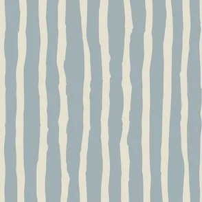 cream painted wavy stripe on pale muted blue design