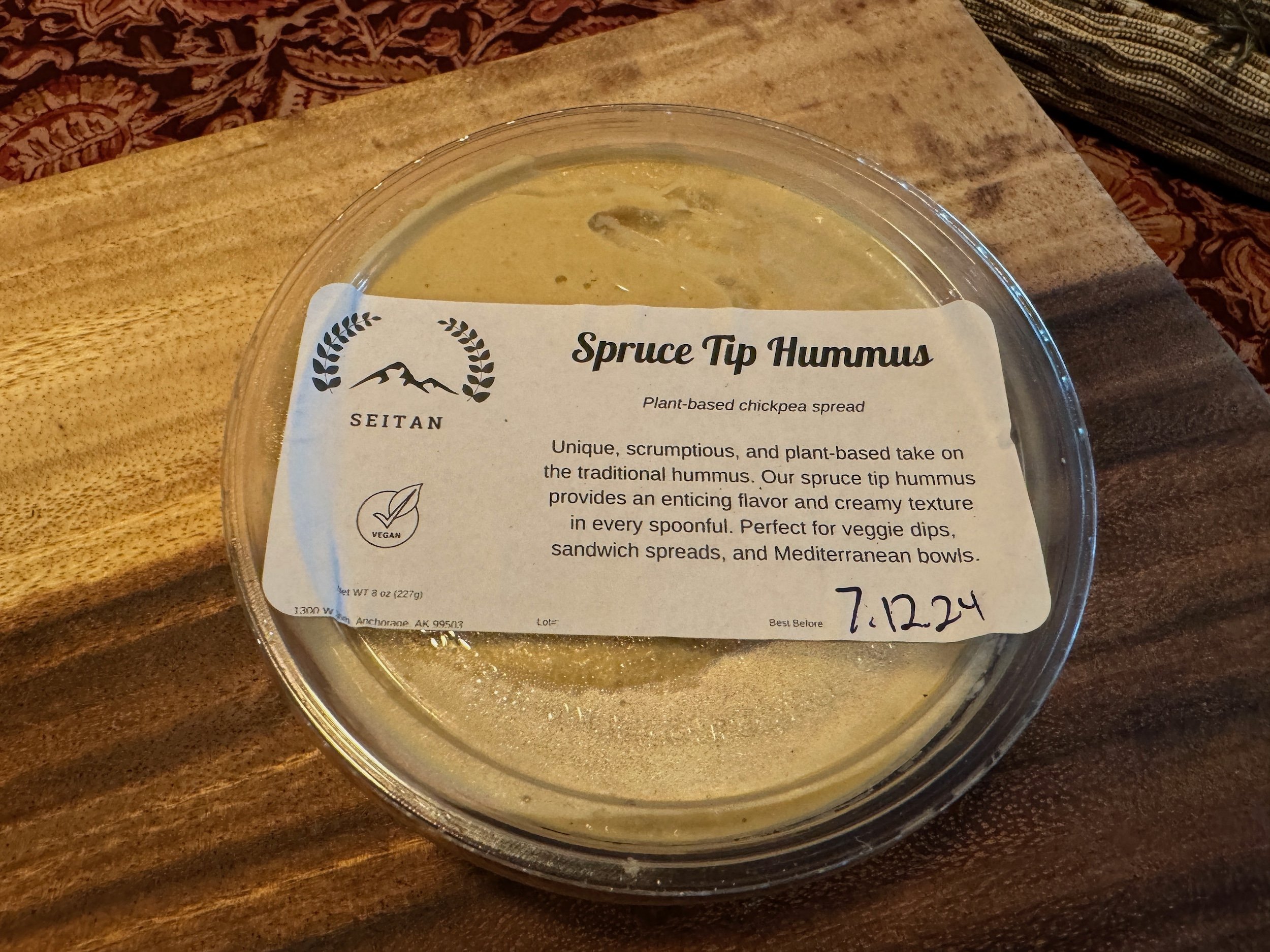 Hummus in package for Alaska Vegan website. Made in Alaska. Jpg.