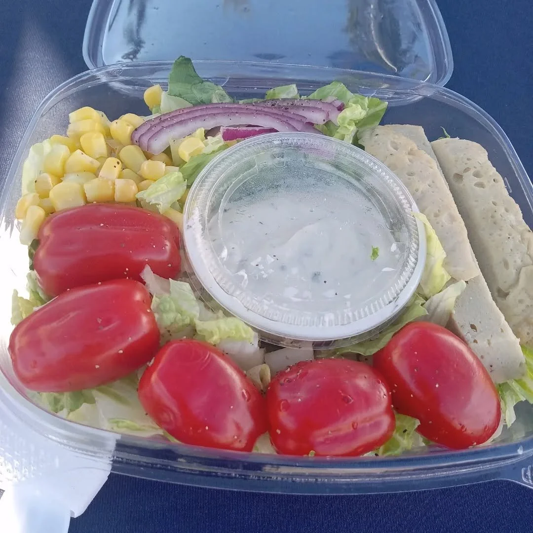 We're @sundayfreshmarket till 2pm today! 

Salads and seitan!