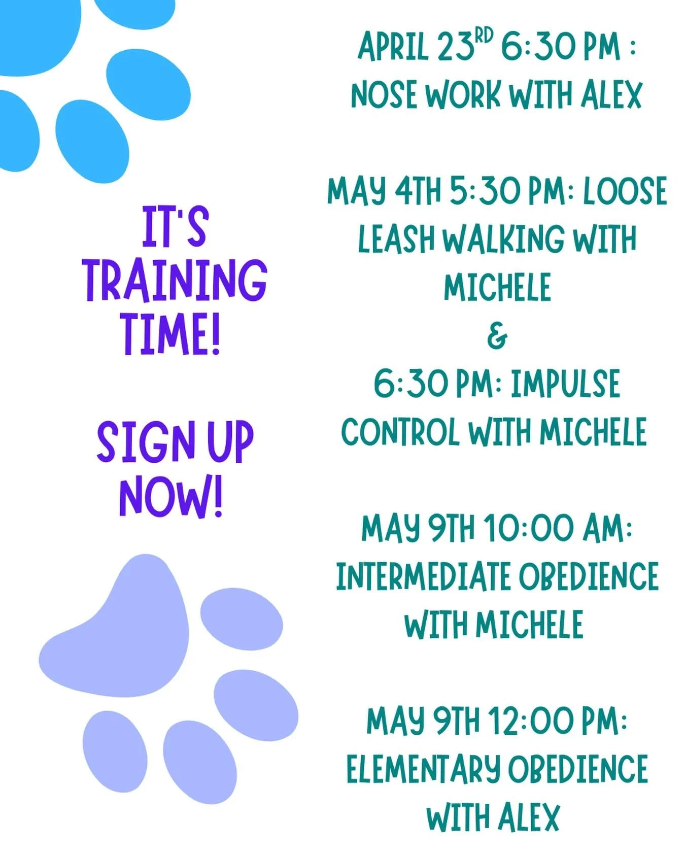 Sunny days ahead mean it&rsquo;s time to TRAIN! We have NEW CLASSES! Take a peek at our website to learn more. 🐾🐶🦴

Email training@unstoppablek9.com to sign your dogs up!