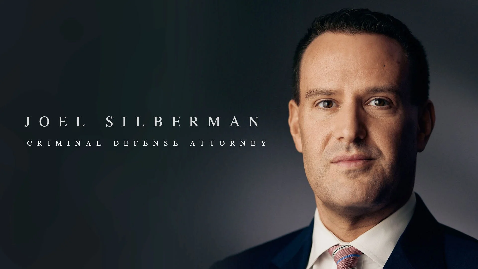 Corporate portrait and branding graphic for criminal defense attorney Joel Silberman, captured by Urbanek Studios.
