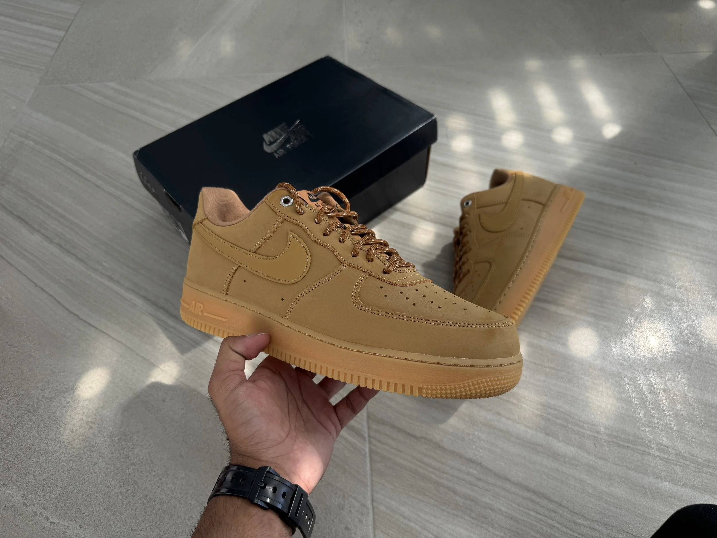Nike Air Force (12 mens) - Flax/Gum