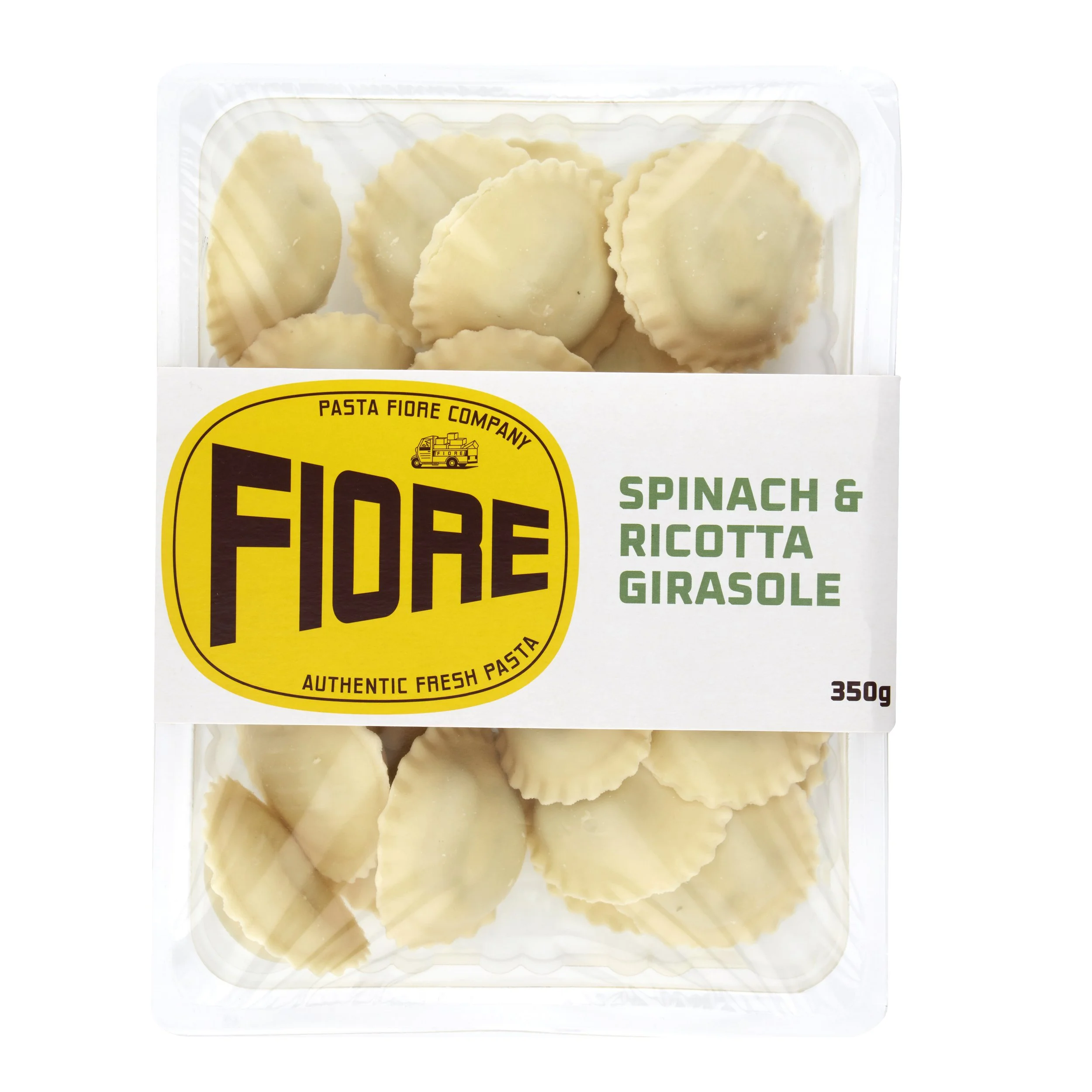 Spinach & Ricotta Girasole -

Moreish thin sheets of semolina and egg pasta filled with spinach, creamy ricotta and Parmesan.