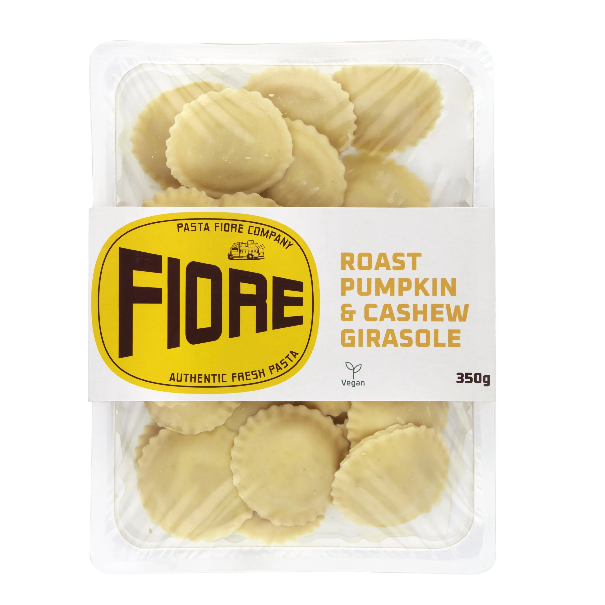Roast Pumpkin & Cashew Girasole - 

Roast pumpkin and buttery cashew nuts, encased in thin sheets of golden durum wheat semolina pasta.