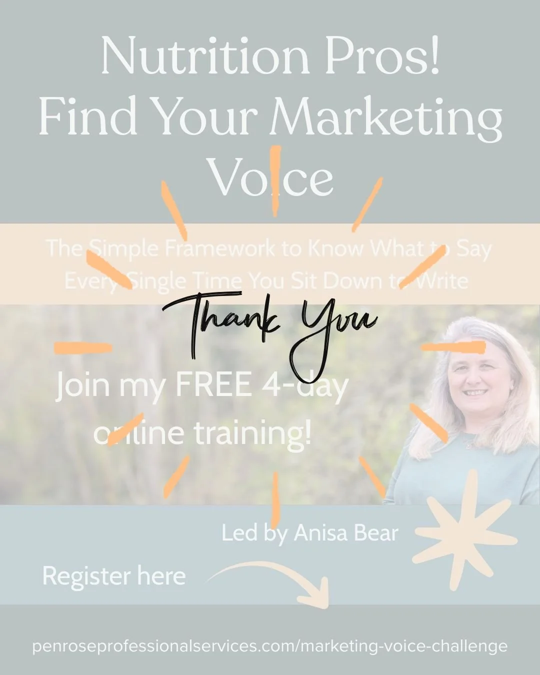I'm still buzzing!! 

The 4-day Find Your Marketing Voice challenge for nutrition professionals is done!

I'm grateful for everyone who showed up ready to do the work.

Over 4 days, registered dietitians, nutritionists, and health coaches worked thro
