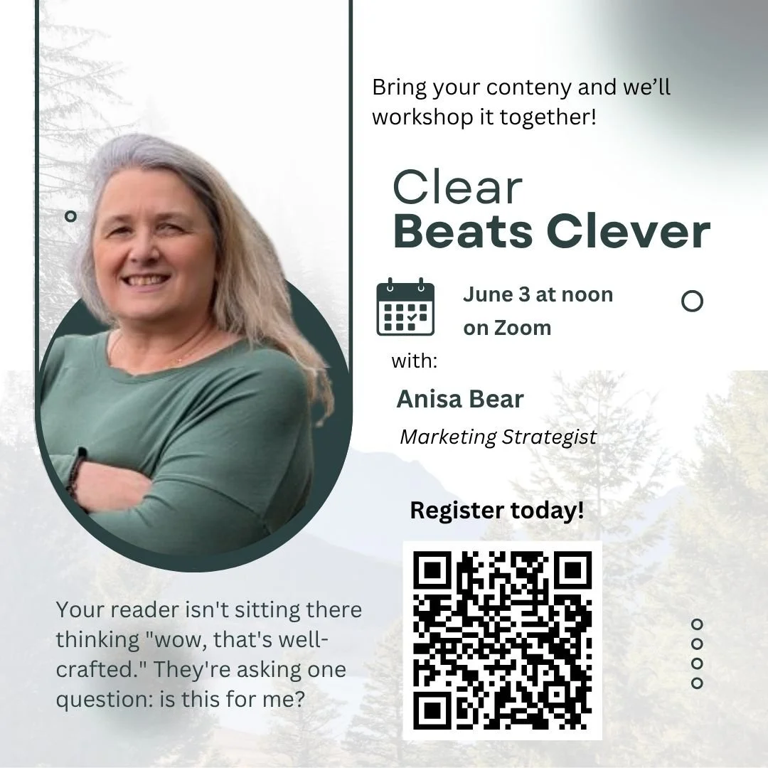 Here's the thing about clever copy: it feels so good to write. You spend real time on it. You've got rhythm, you've got flow, maybe even a little alliteration going on. And then someone reads it and has absolutely no idea what you do.

That's the cle
