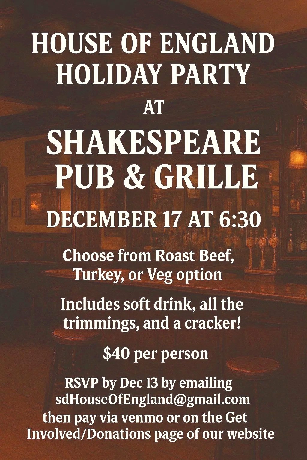 House of England HOLIDAY PARTY