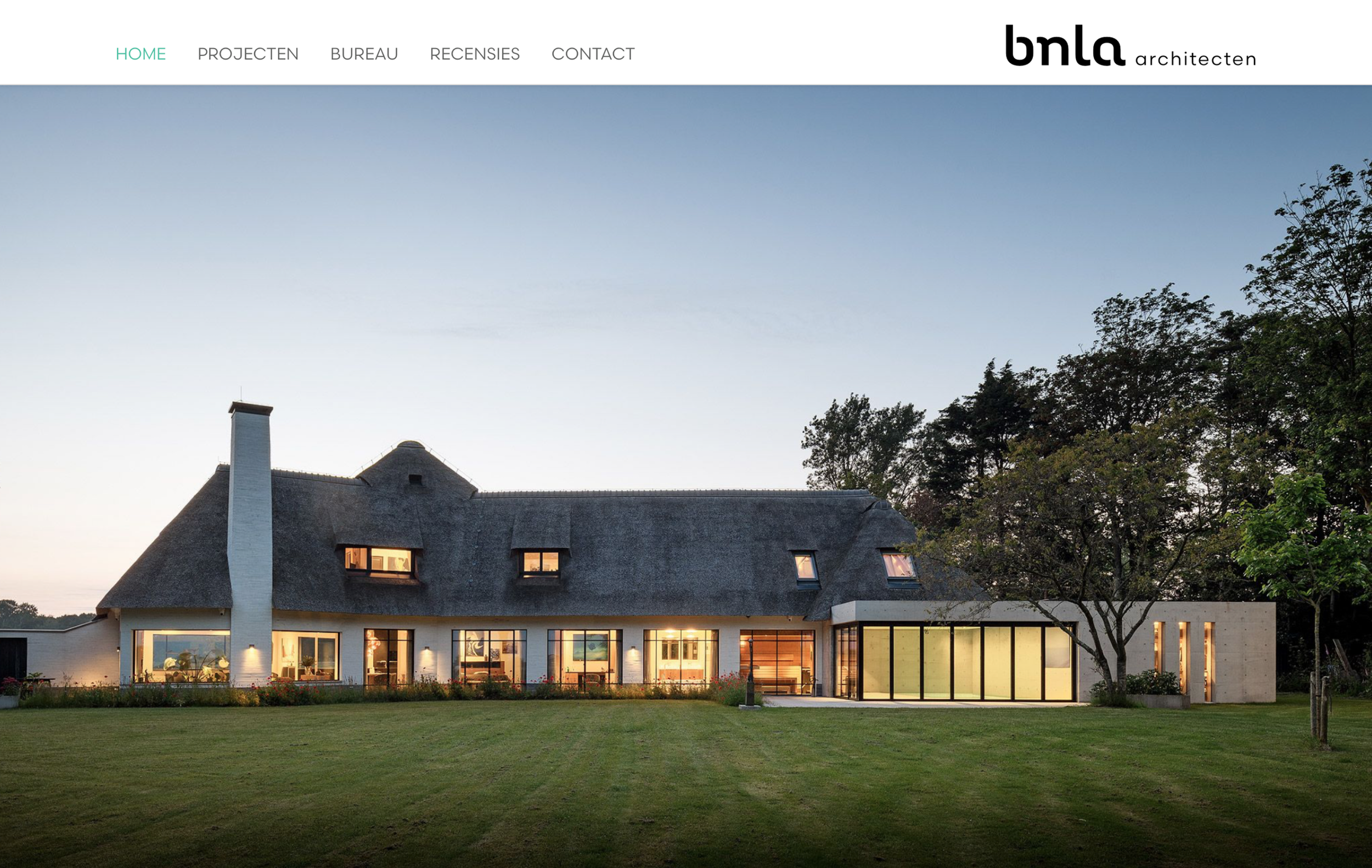 An architecture firm’s website, showcasing a sleek, professional design with strong visual elements, highlighting the firm’s brand and portfolio in a user-friendly layout.