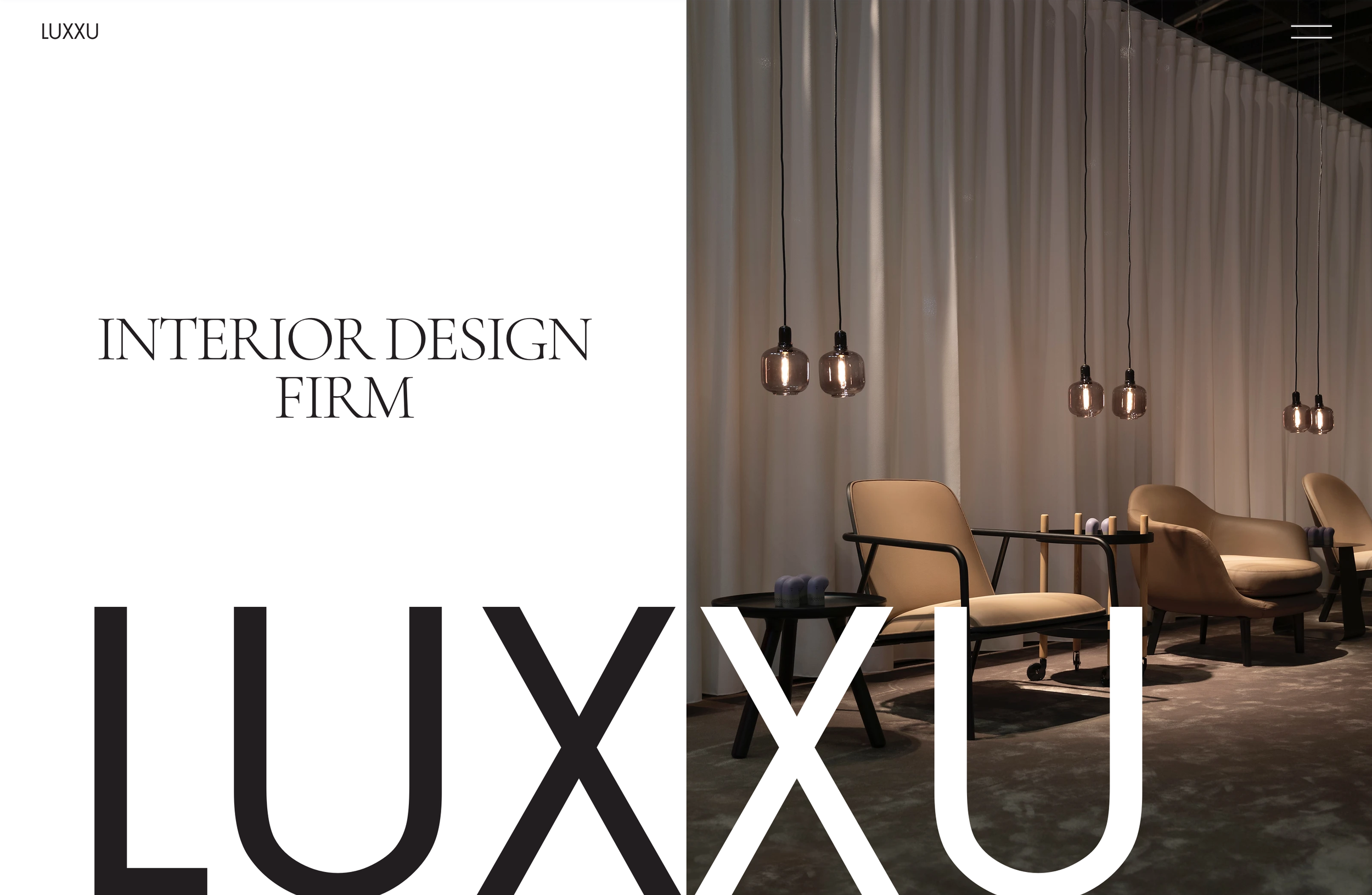 A very modern website for an interior design firm, featuring stylish, sophisticated design elements that reflect the brand’s creativity and high-end aesthetic, with seamless navigation and visually striking layouts.
