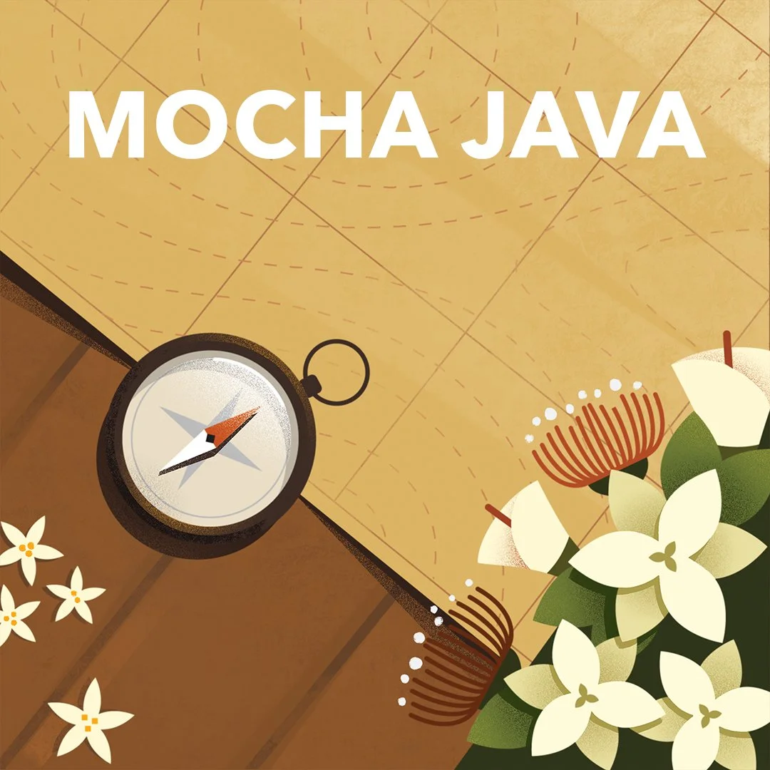 Illustration of a compass and map