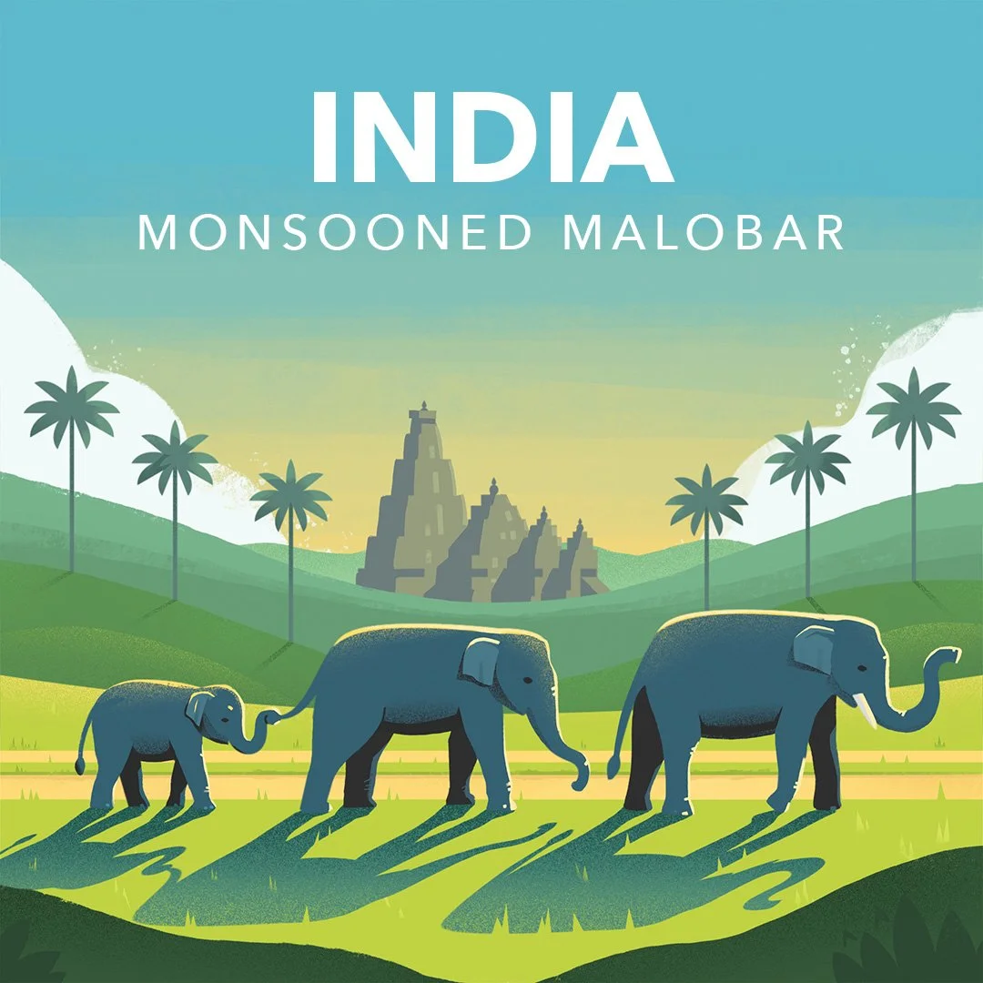 Illustration of three elephants walking together