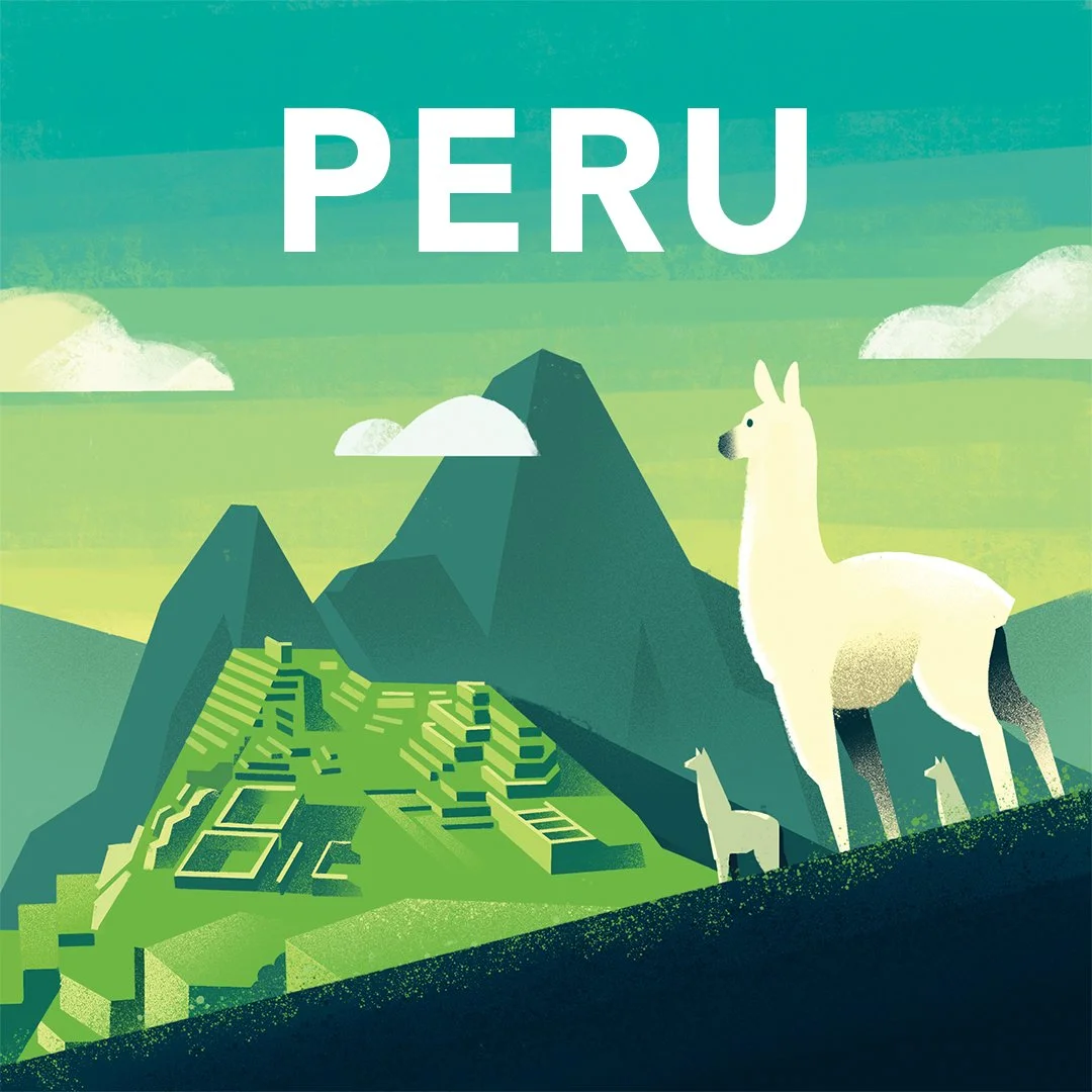 illustration of a llama in Peru