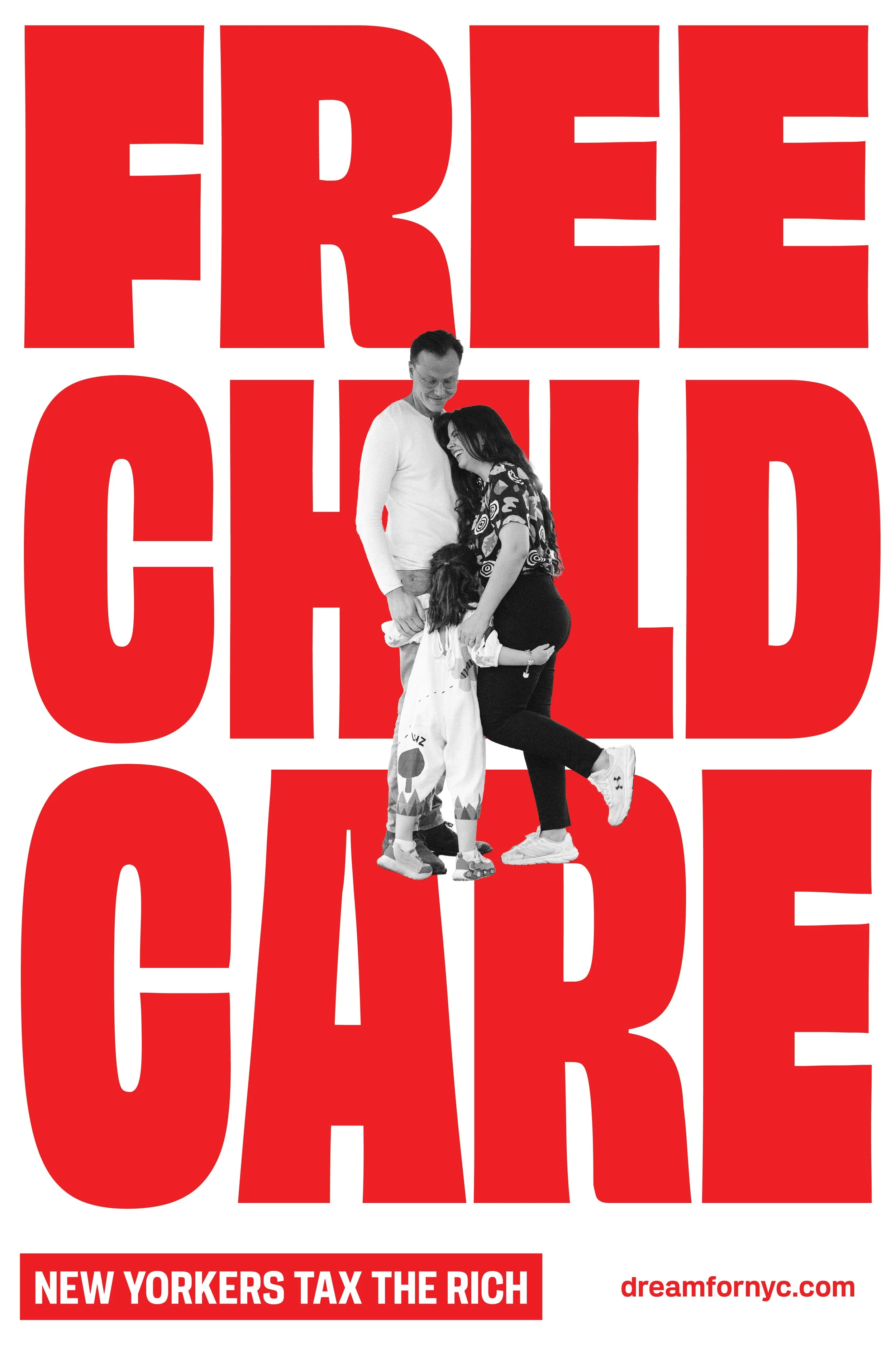 Poster that reads "Free Childcare" which could be funded by taxing the rich