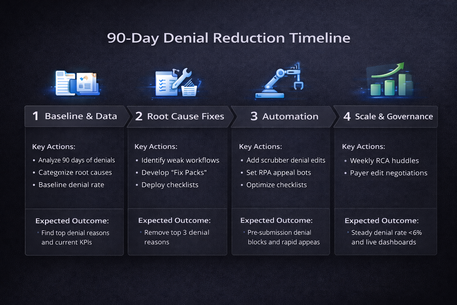 90-day denial reduction process timeline
