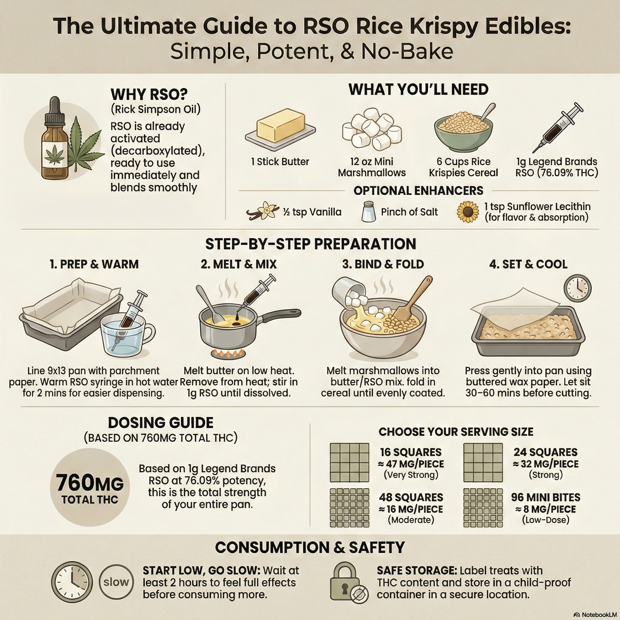 Medicated Rice Krispy Treats with RSO (Easy + No Bake!)