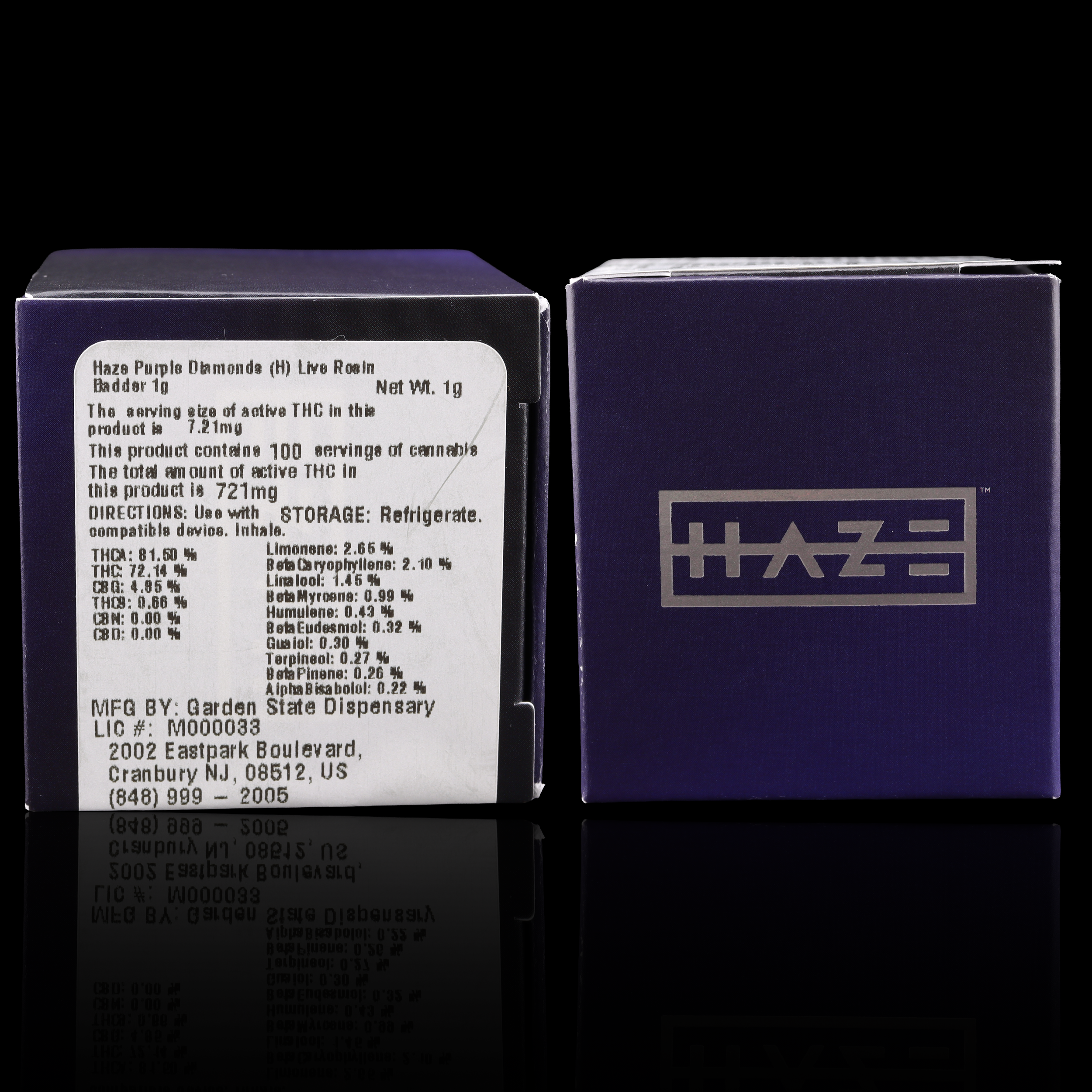 Purple-Diamonds-live-rosin-strain-by-Haze-packaging