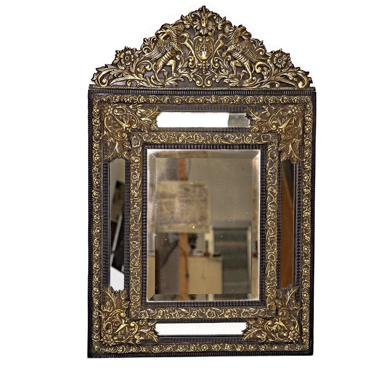 Antique pressed metal cushion Mirror