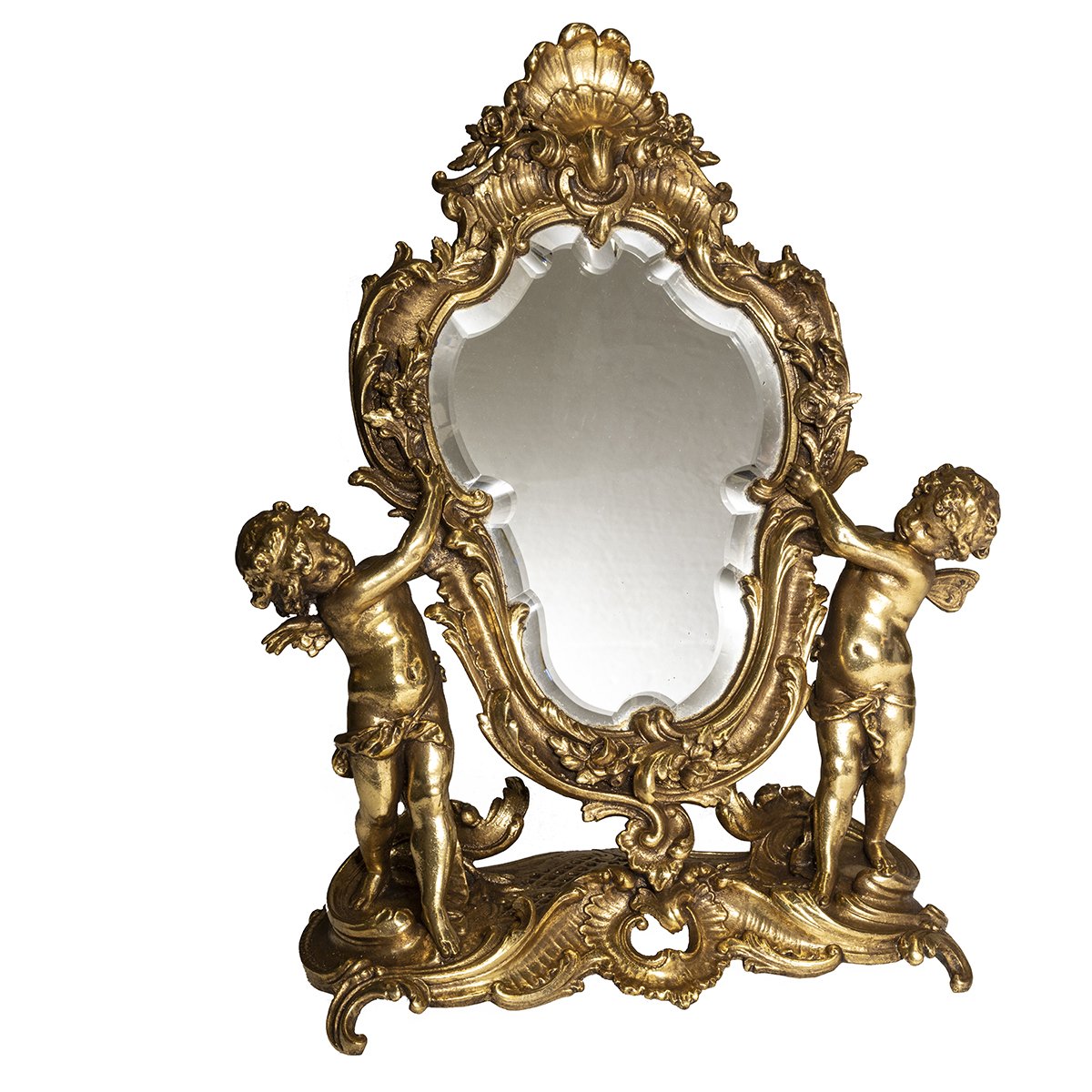 Antique Gilt Metal Table Mirror