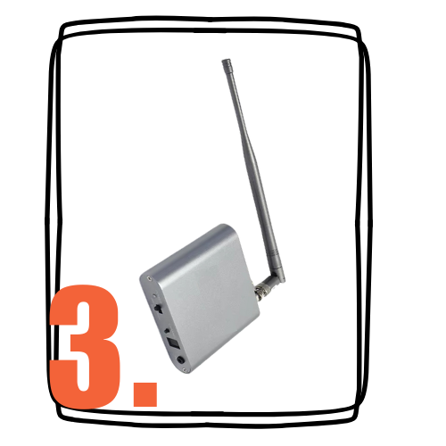 Wireless router with an antenna.