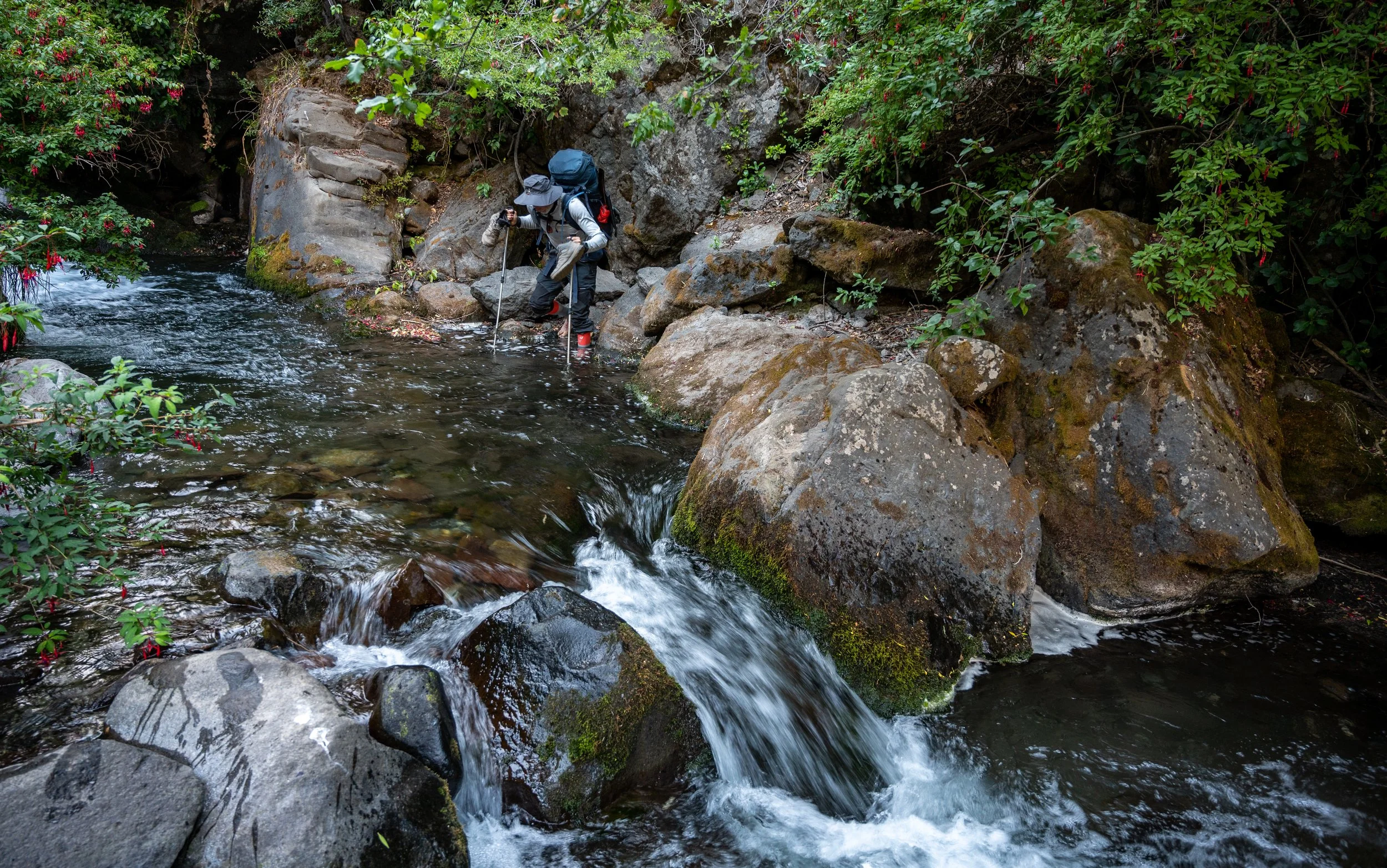 Crossing a river in our quest to find the path we were supposed to be following.