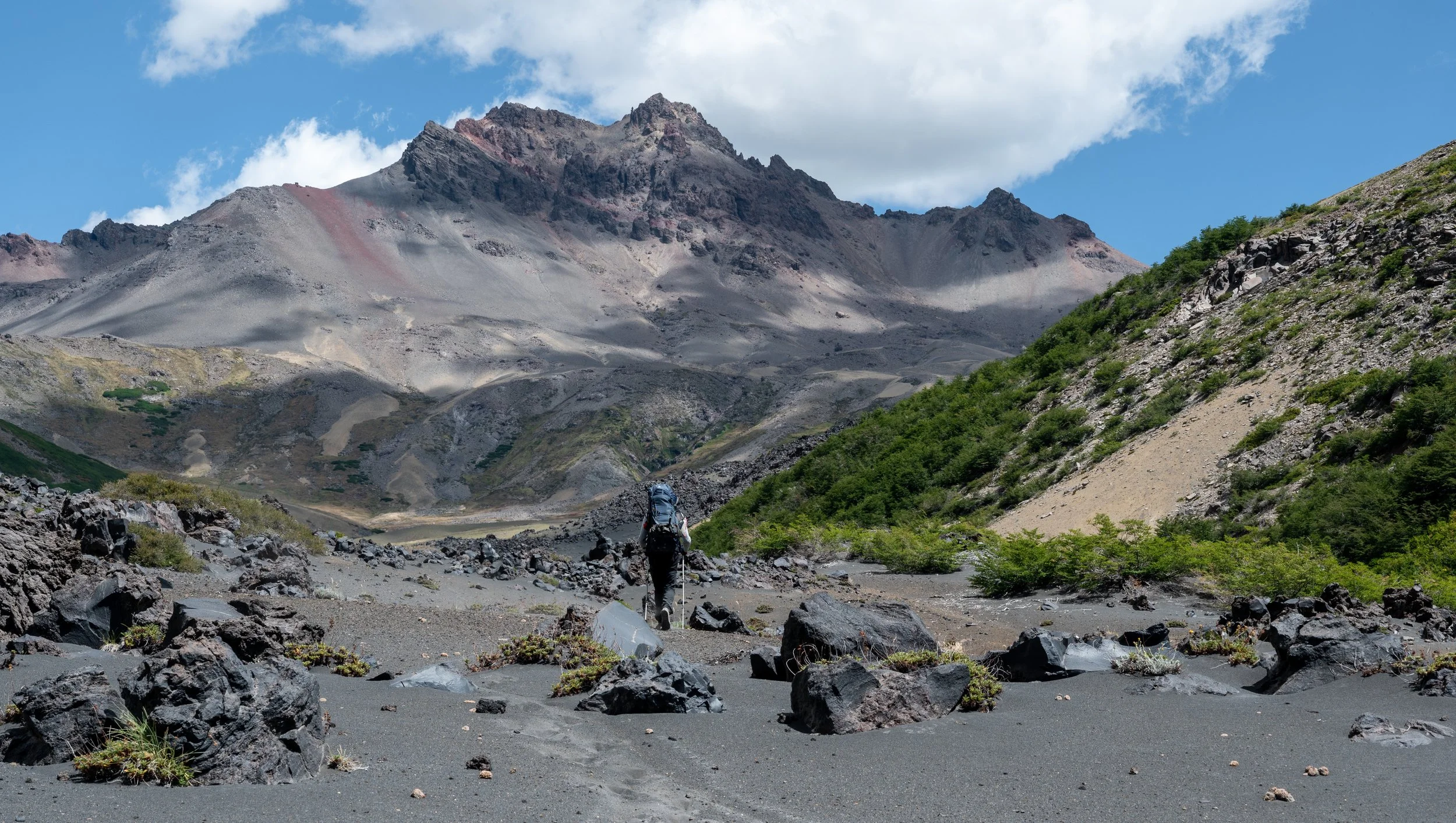 Ascending from the lava fields towards Cerro Las Minas.