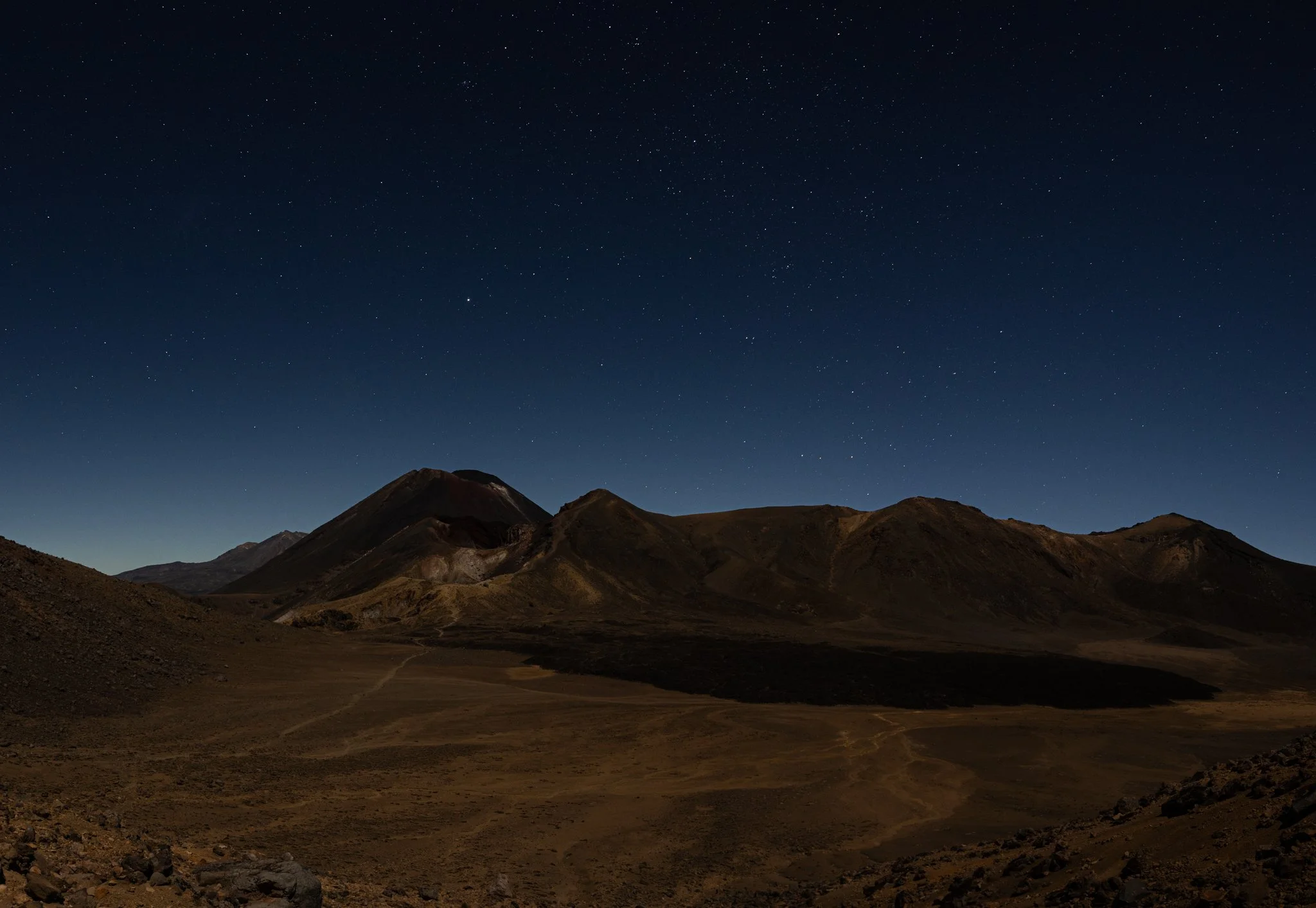 Full-moon traverse of Tongariro Crossing. No crowds, only peace and magic. 