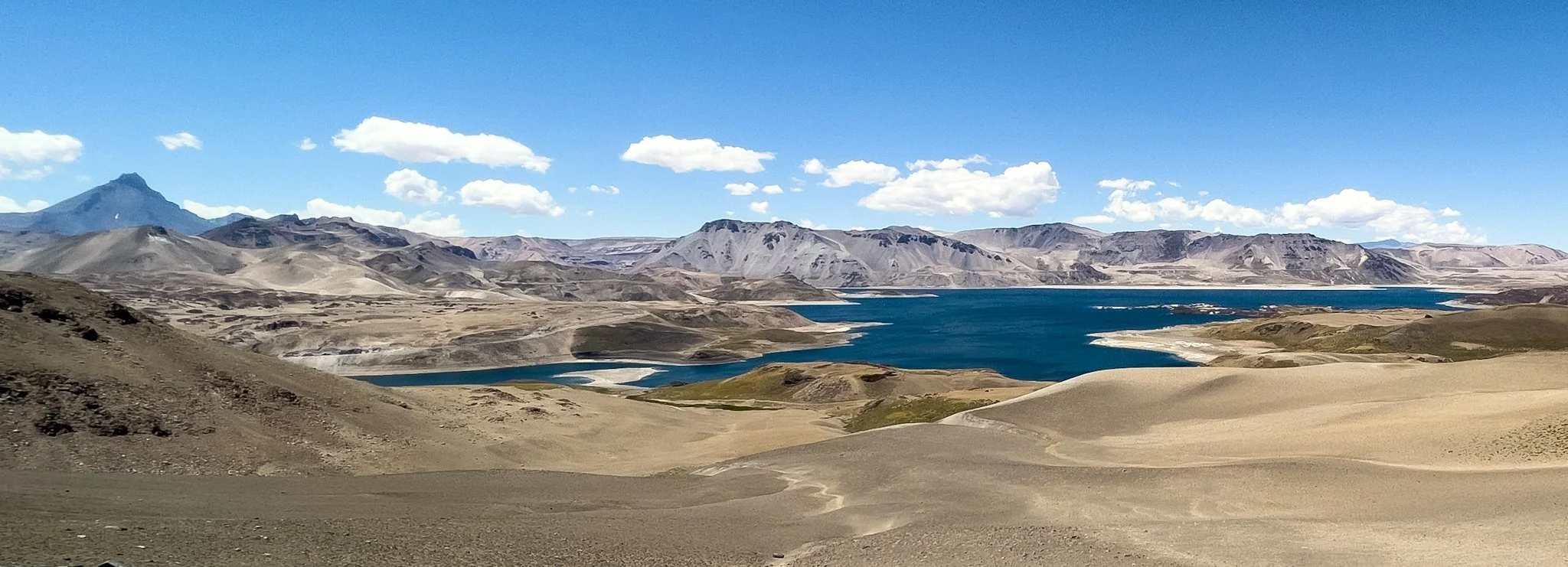 This is just a portion of Laguna del Maule, captured during the dry season. The lake's total surface area exceeds 60 square kilometers.