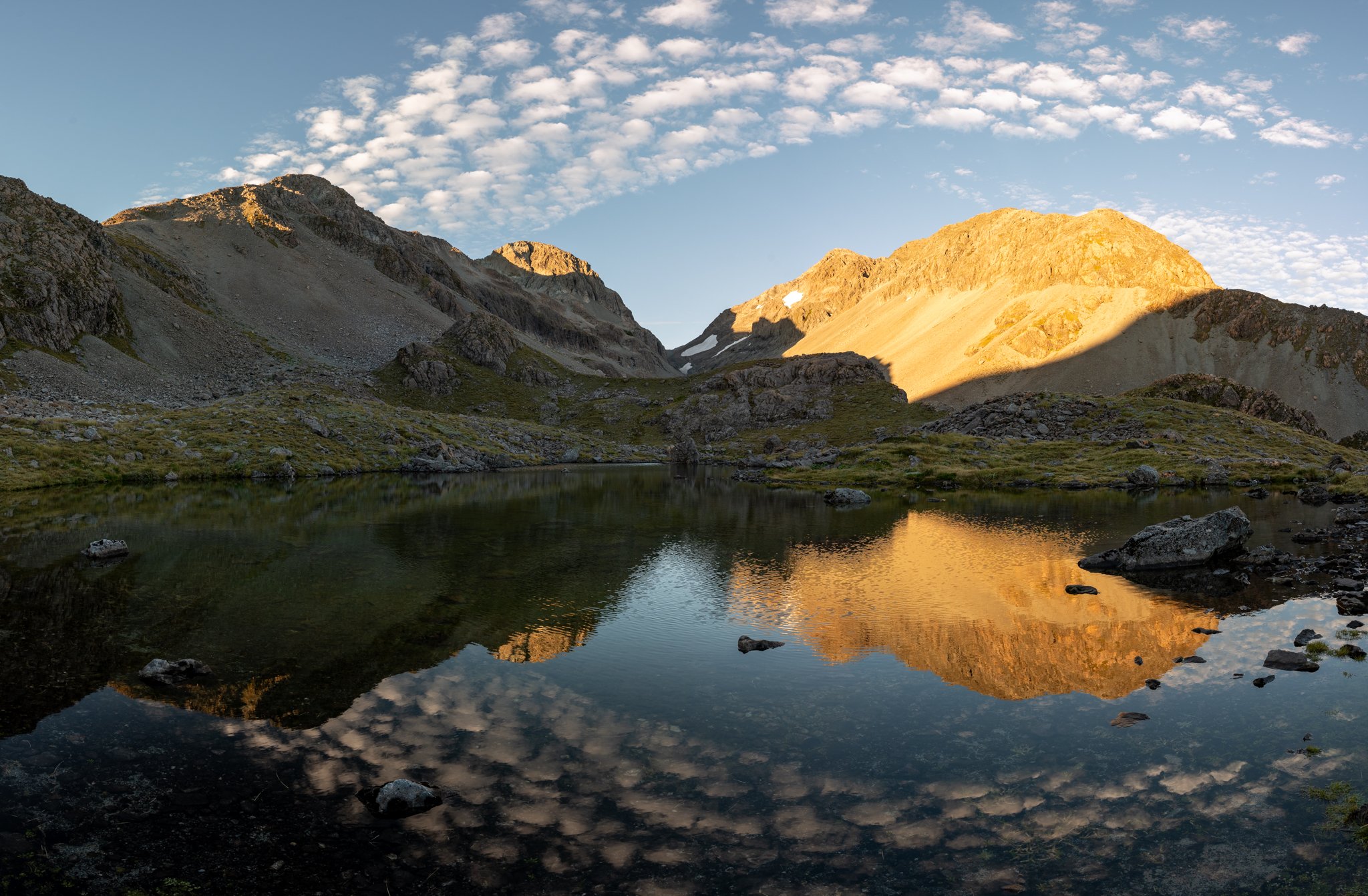 Ariel's Tarn was my first campsite on the Three Passes Route, and I enjoyed a stunning sunrise above Herman's Pass as I continued my trek on the second day.