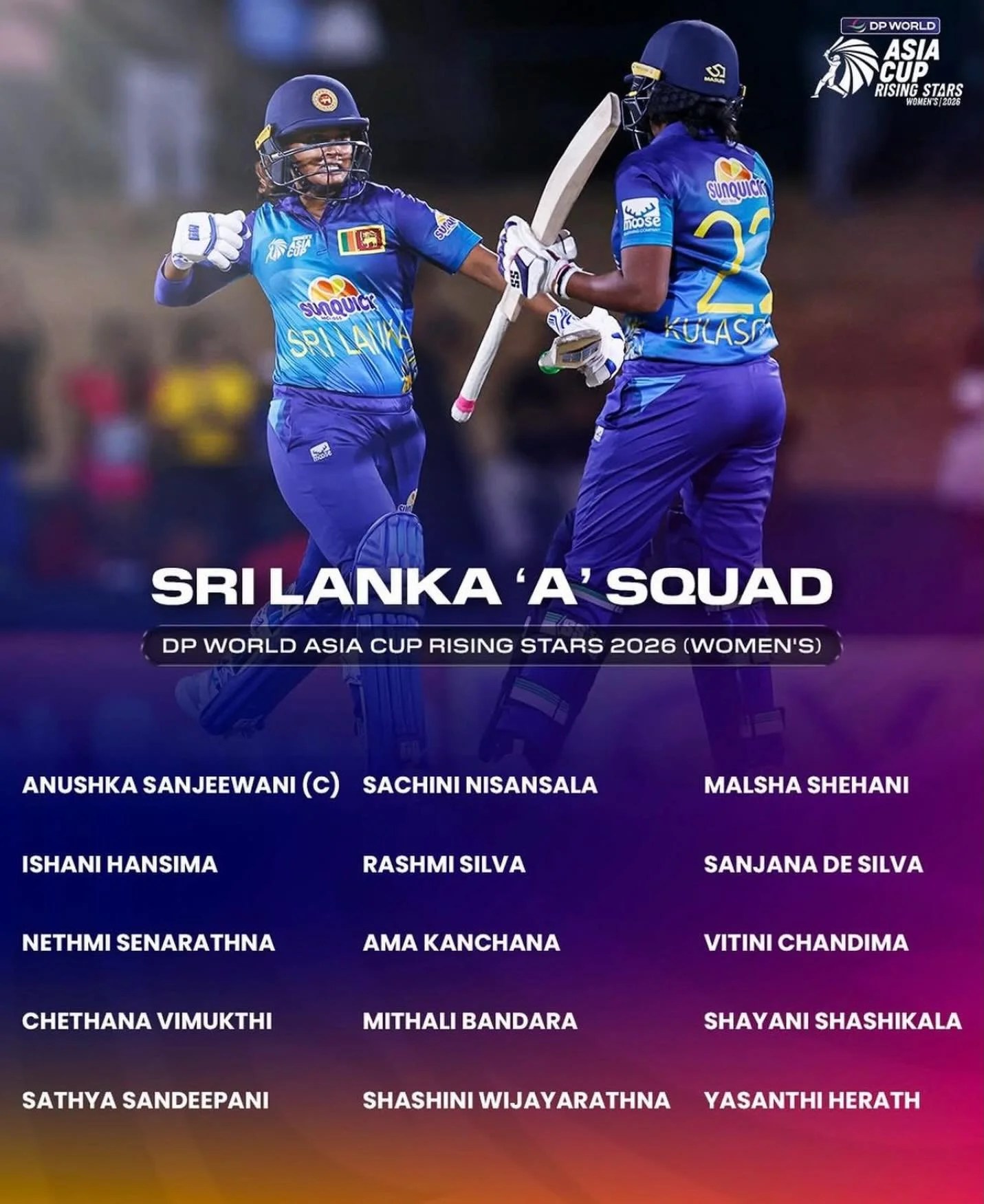 Congratulations to @wicccket athlete @viti.ni who has been selected for Sri Lanka A to compete in the DP World Asia Cup in February.

Vitini came to us with a clear vision of what she wanted to achieve with her cricket early last year. We worked heav