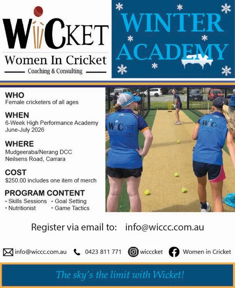 ALL GIRLS WINTER ACADEMY

We&rsquo;re excited to open Expressions of Interest in our All Girls Winter Cricket Academy. 

Hosted by MNDCC during June and July, these sessions are perfect for those who want to get ready for rep trials or those looking 