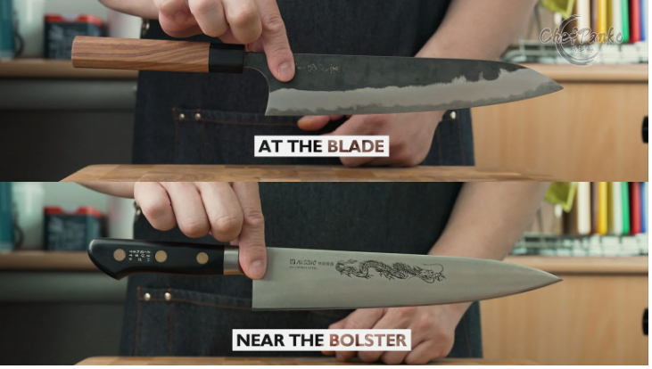 How to hold a knife using the pinch method