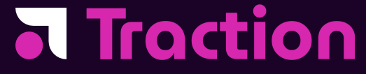 Logo de l'entreprise Traction en couleurs violet et blanc.