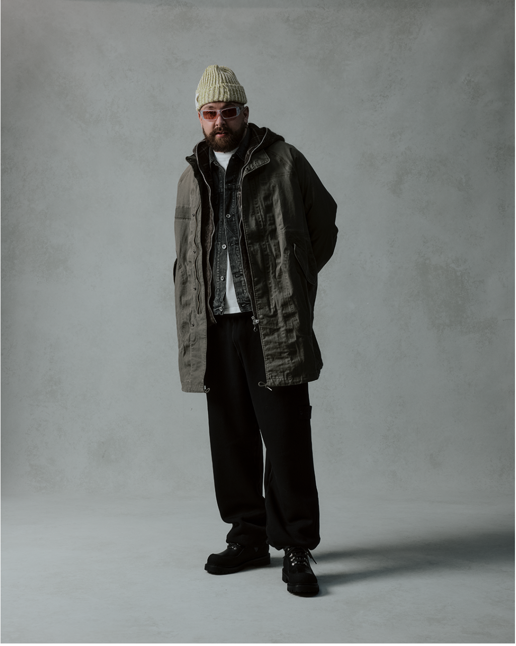 Grey and green mix hand painted canvas backdrop available to hire throughout the UK via Manchester from Hollins Backdrops. View our unique hand painted backdrops for photo and video shoots at hollinsbackdrops.com