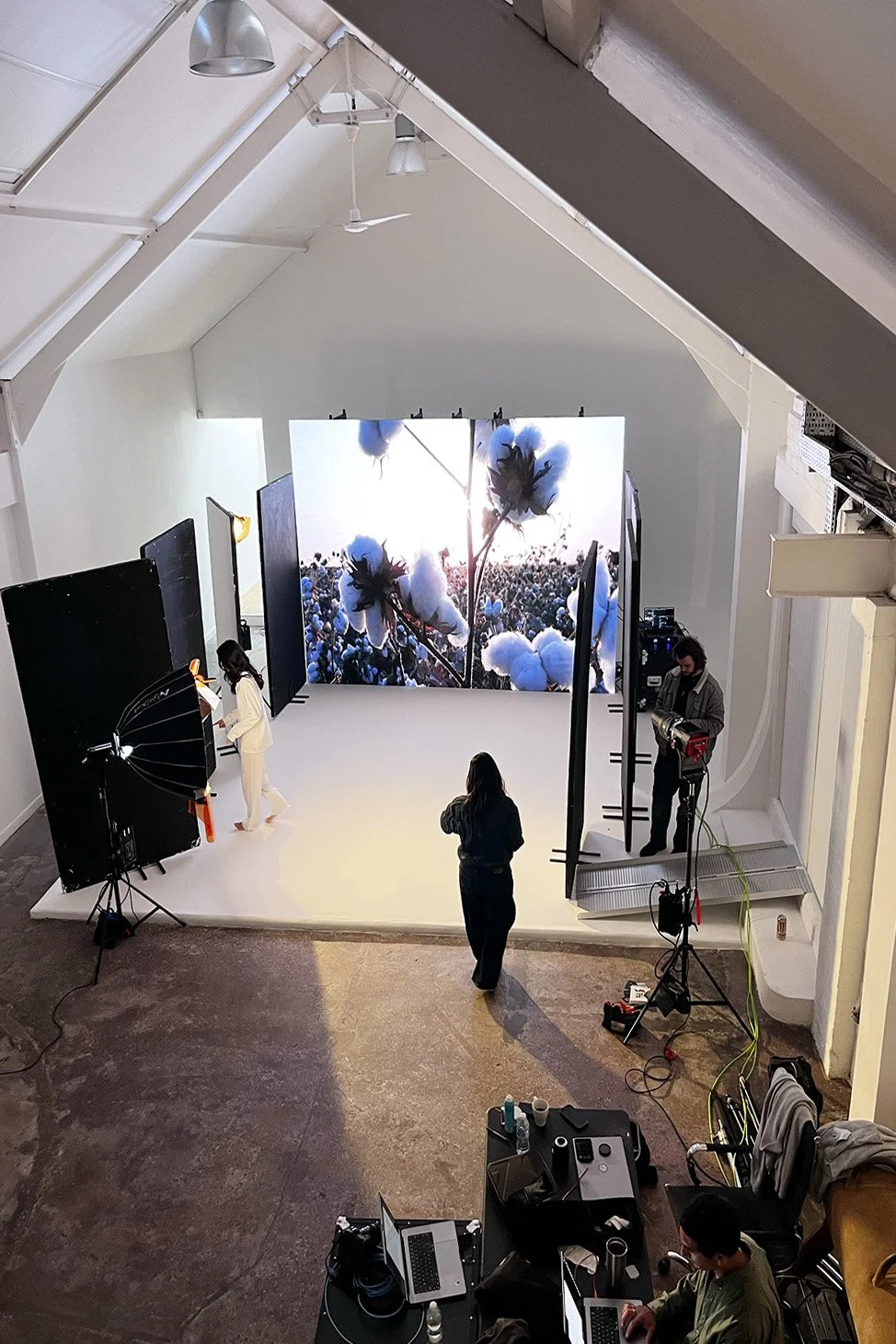 On location digital LED volume screen available to hire from Hollins Backdrops.