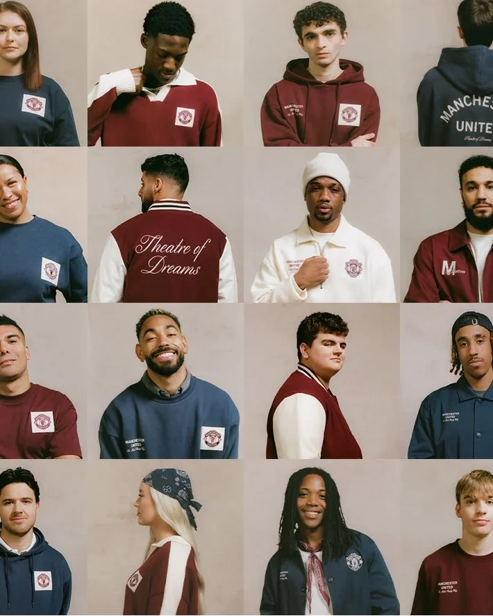 Stone coloured hand-painted canvas photography backdrop by Hollins Backdrops in use for Manchester United.