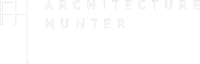 Logo featuring the text 'ARCHITECTURE HUNTER' with a cross design.