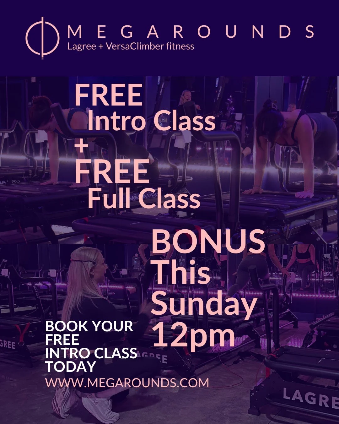 🚨 BONUS INTRO ALERT! 🚨

If you missed the last one, here you go! We added one more FREE Intro to Lagree &amp; VersaClimber this Sunday at 12 PM!

Here&rsquo;s why you need to BOOK NOW:
-Try the Megaformer and Versa with zero pressure.
-Get a baseli