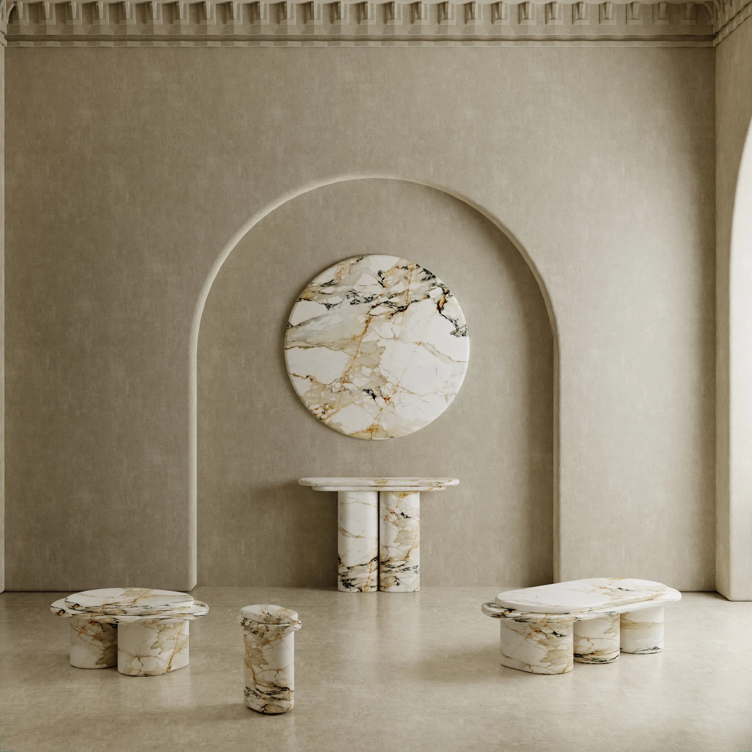 Element collection in marble Calacatta