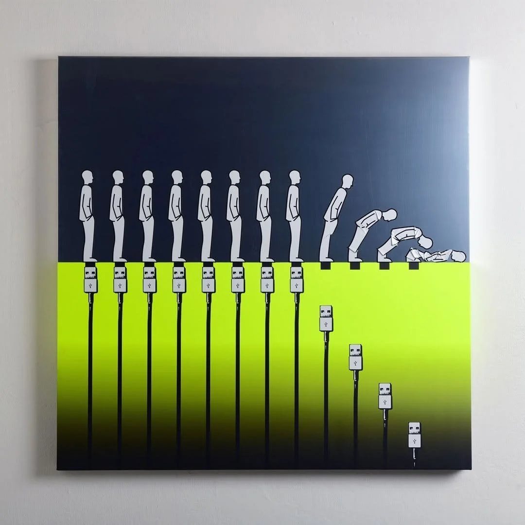 Addiction Artwork: mixed technique on aluminium Size: 100 x 100 cm