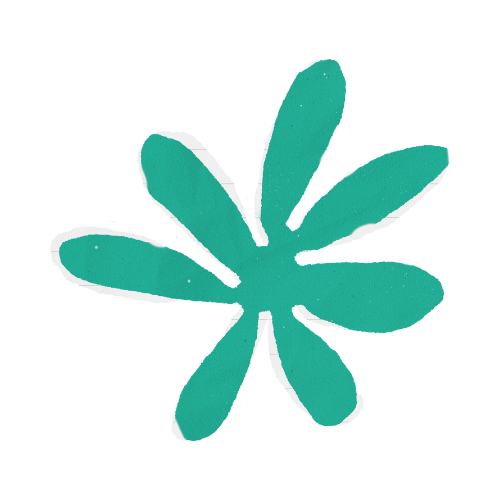 Disegno di una foglia stilizzata di colore verde menta.