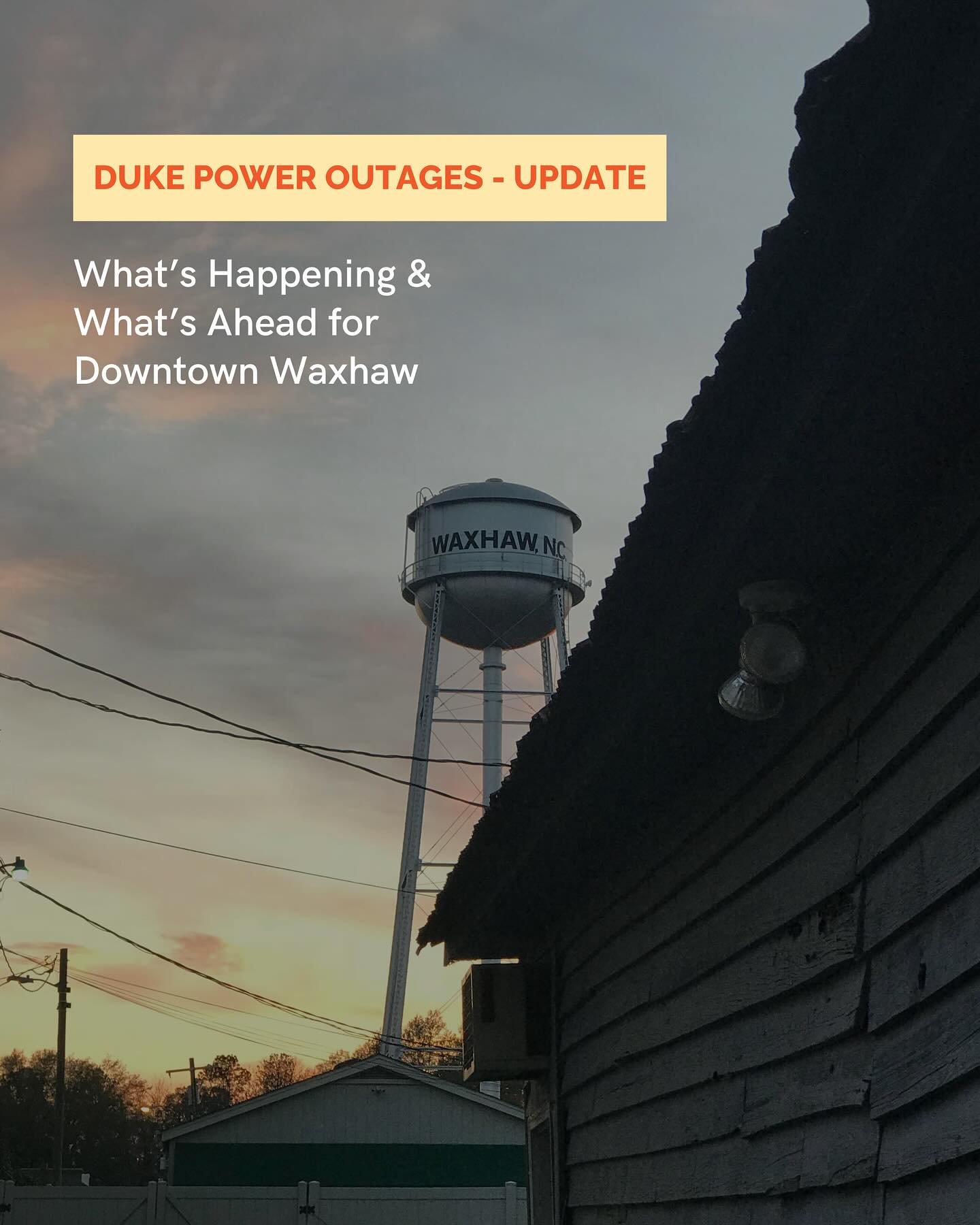 🔌 Duke Power Update 🔌

Over the past two months, Downtown Waxhaw&mdash;especially the south side of NC75&mdash;has experienced a notable increase in power outages. Here&rsquo;s why:

⚙️&nbsp;Duke is&nbsp;upgrading the grid to strengthen &amp; impro