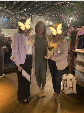 A meaningful moment being honored for my volunteer work with Elara Caring, leading older adults through light stretching and supportive movement.