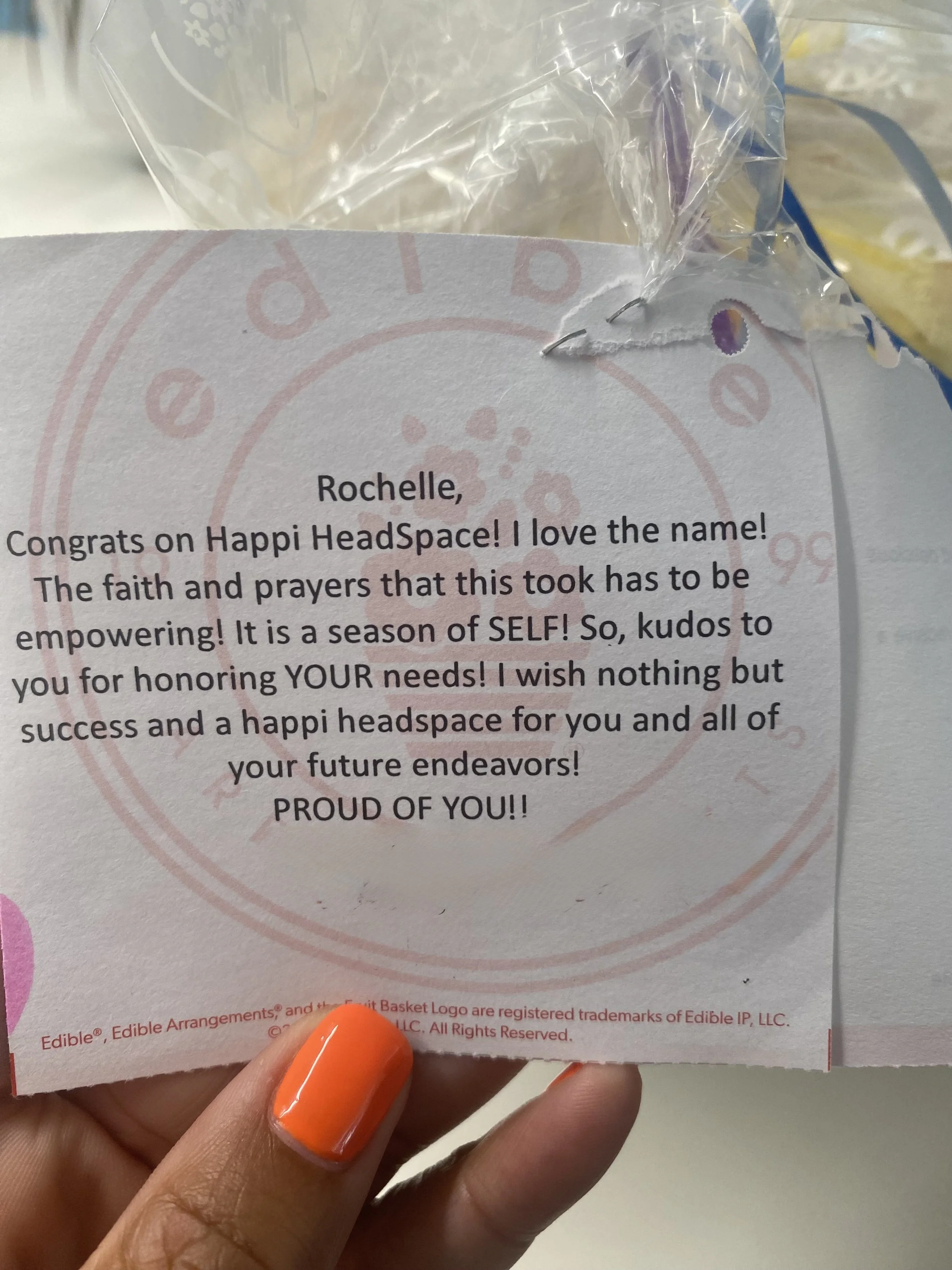 A sweet reminder of the love and support surrounding Happi Headspace in the early days of business.