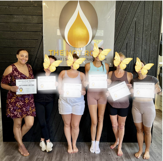 A proud moment after completing Vinyasa Yoga Teacher Training with The Hot Room.
