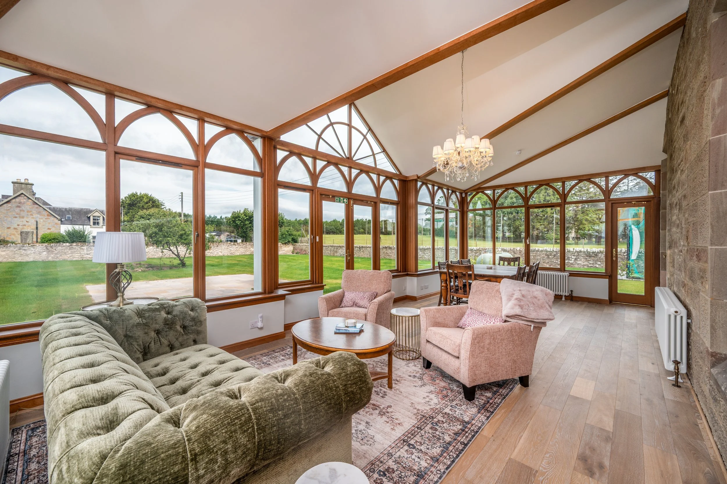 Sun room dining antique tables