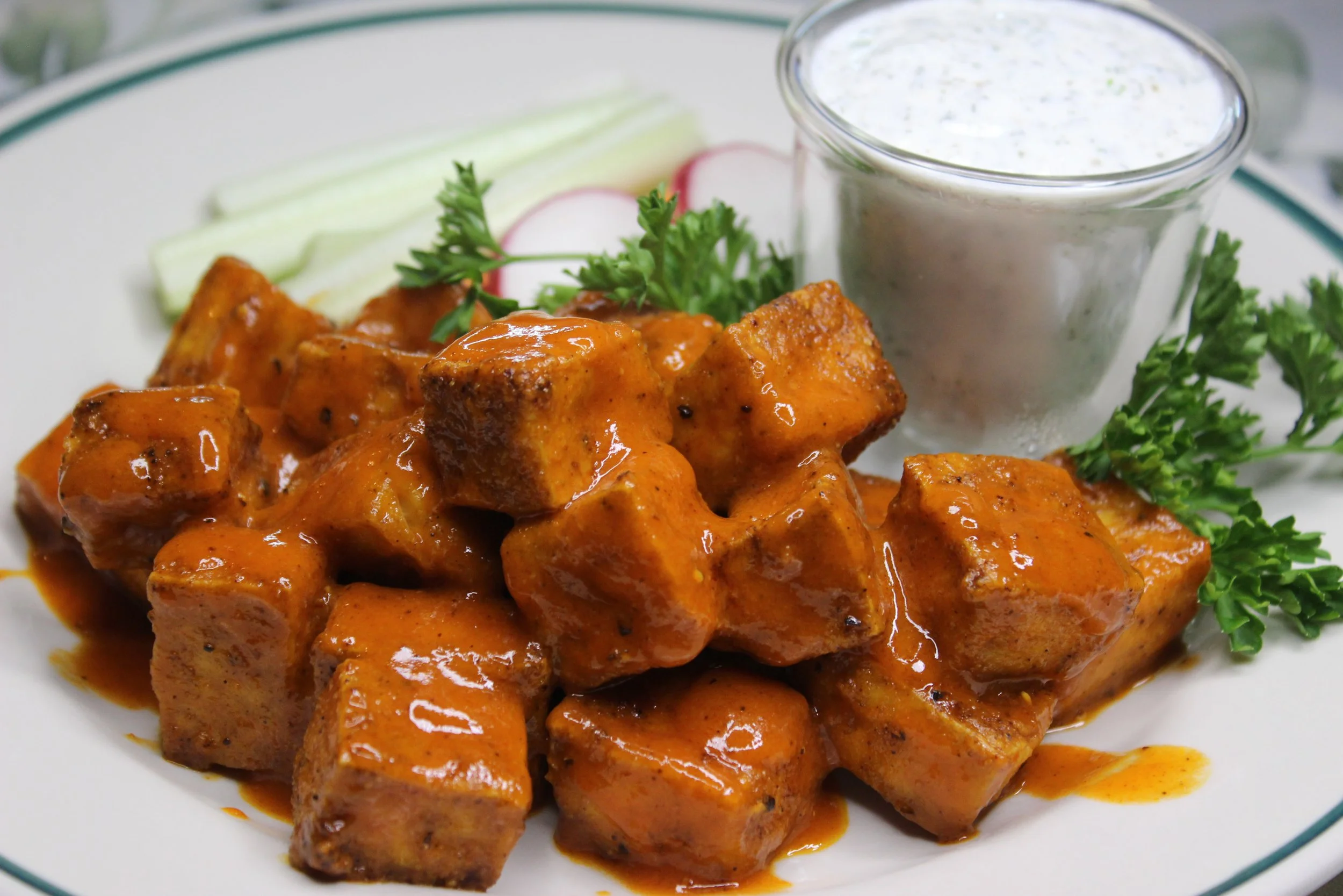 Air Fryer Buffalo Style Tofu with Ranch Dip