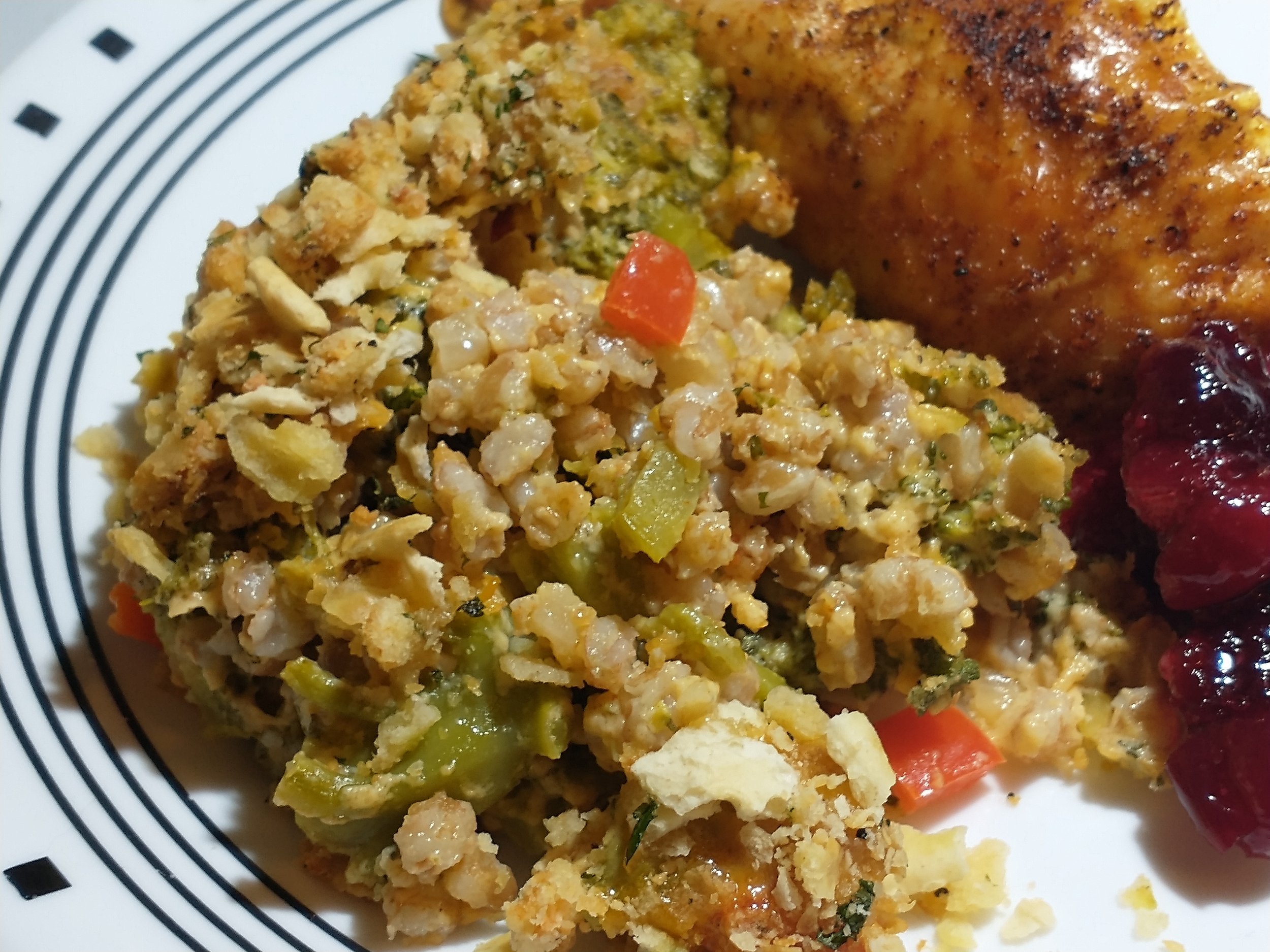 Broccoli, Cheddar, and Farro Gratin