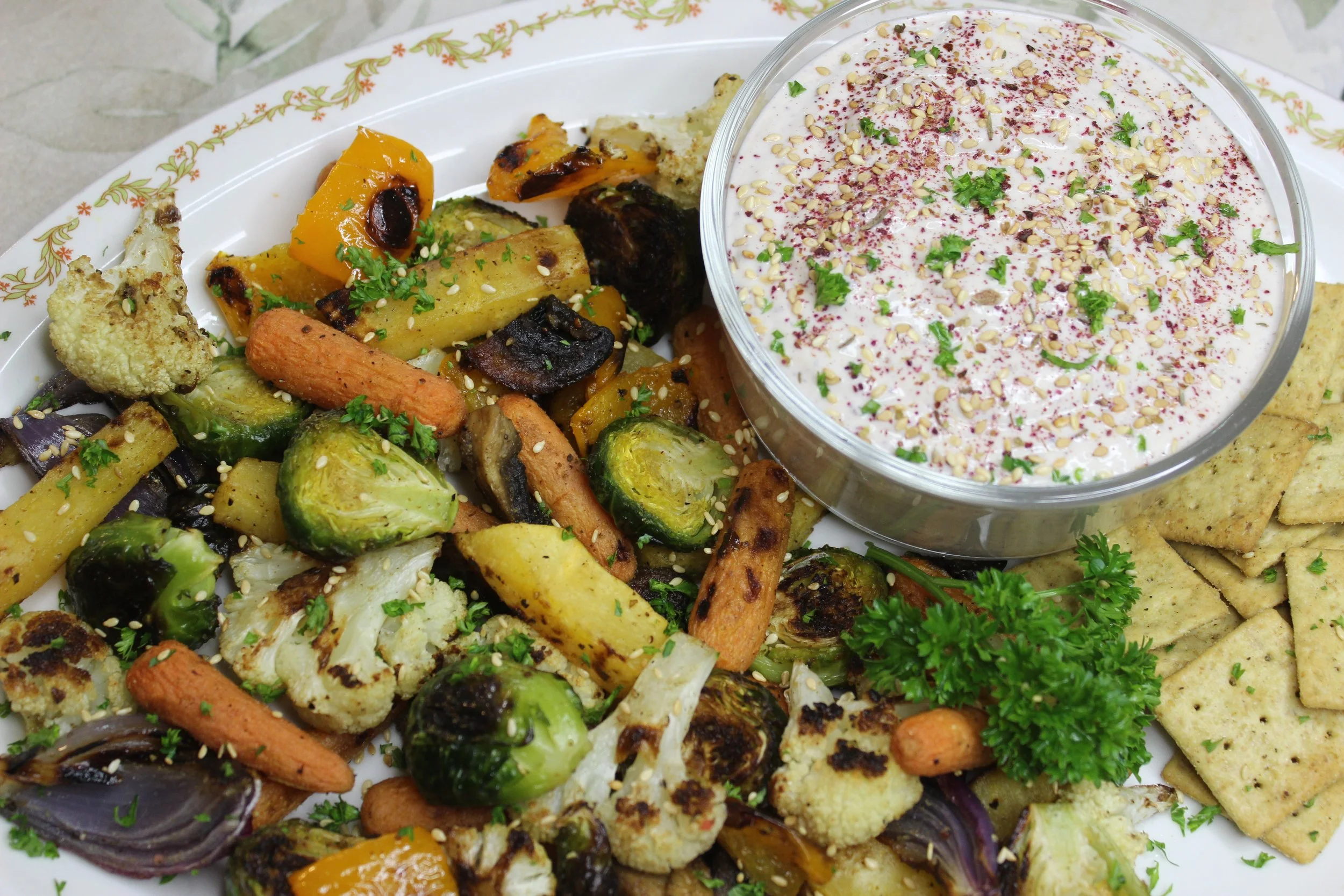 Za'atar Tofu Dip with Roasted Vegetables