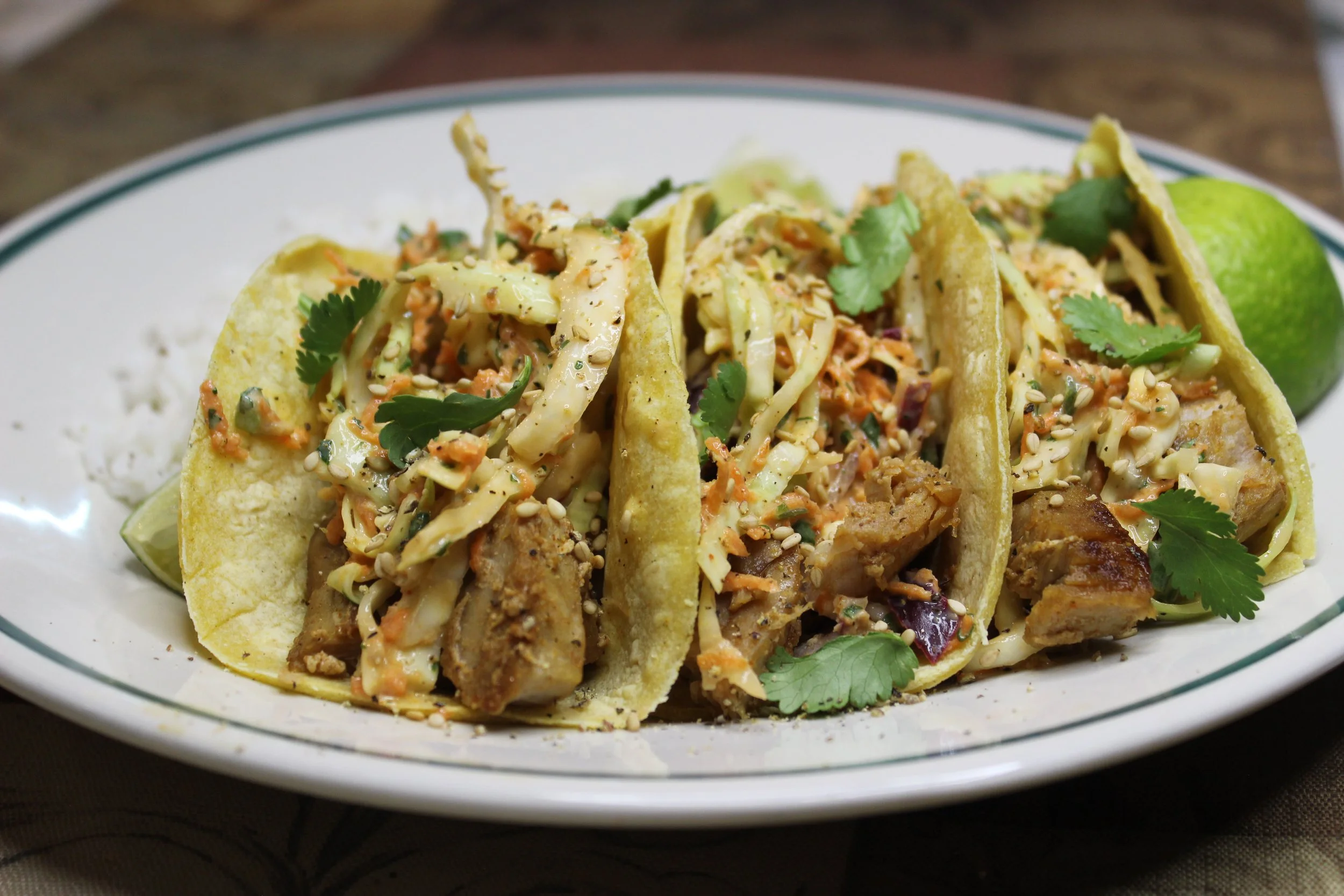 Tuna Tacos with Asian Cabbage Slaw