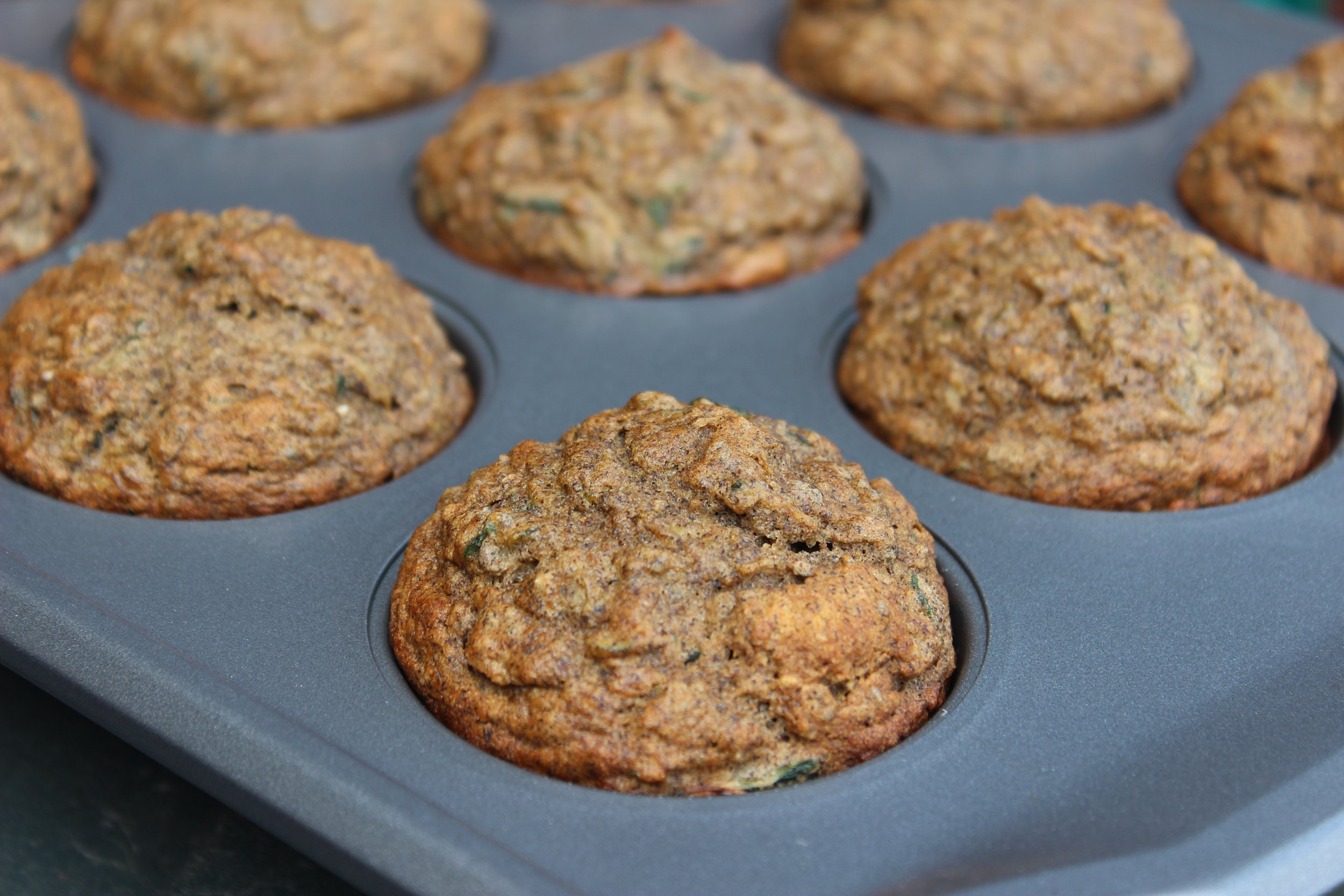 Zucchini Banana Buckwheat Muffins